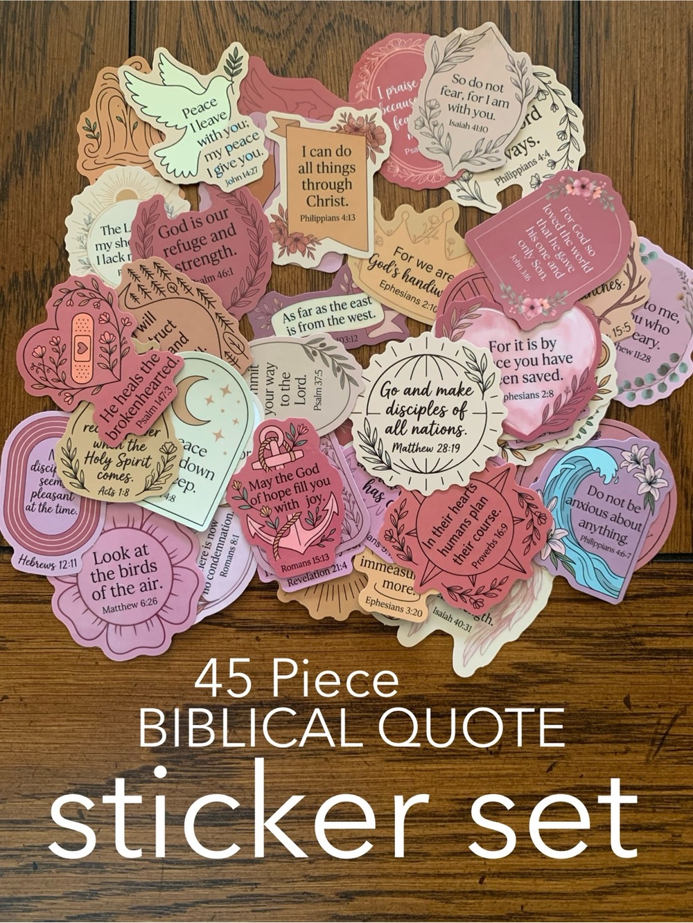 45 Ct Christian Biblical Quote Sticker Set
